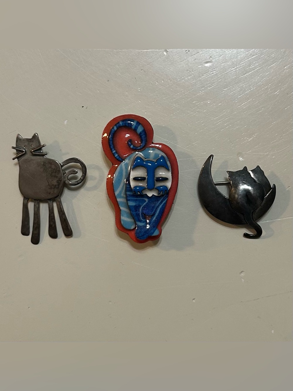 Cat Feline Lover Pin Broach Bundle .925 Ceramic & Metal